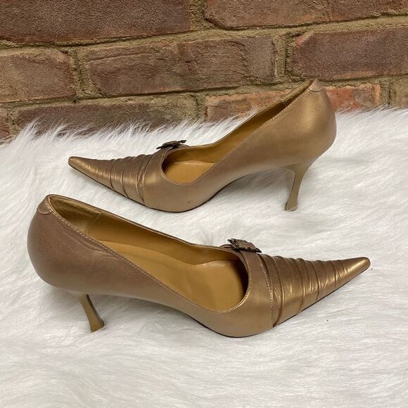 Bakers Gold Leather Josie Pointed Toe Heel Size 7 - Picture 5 of 10